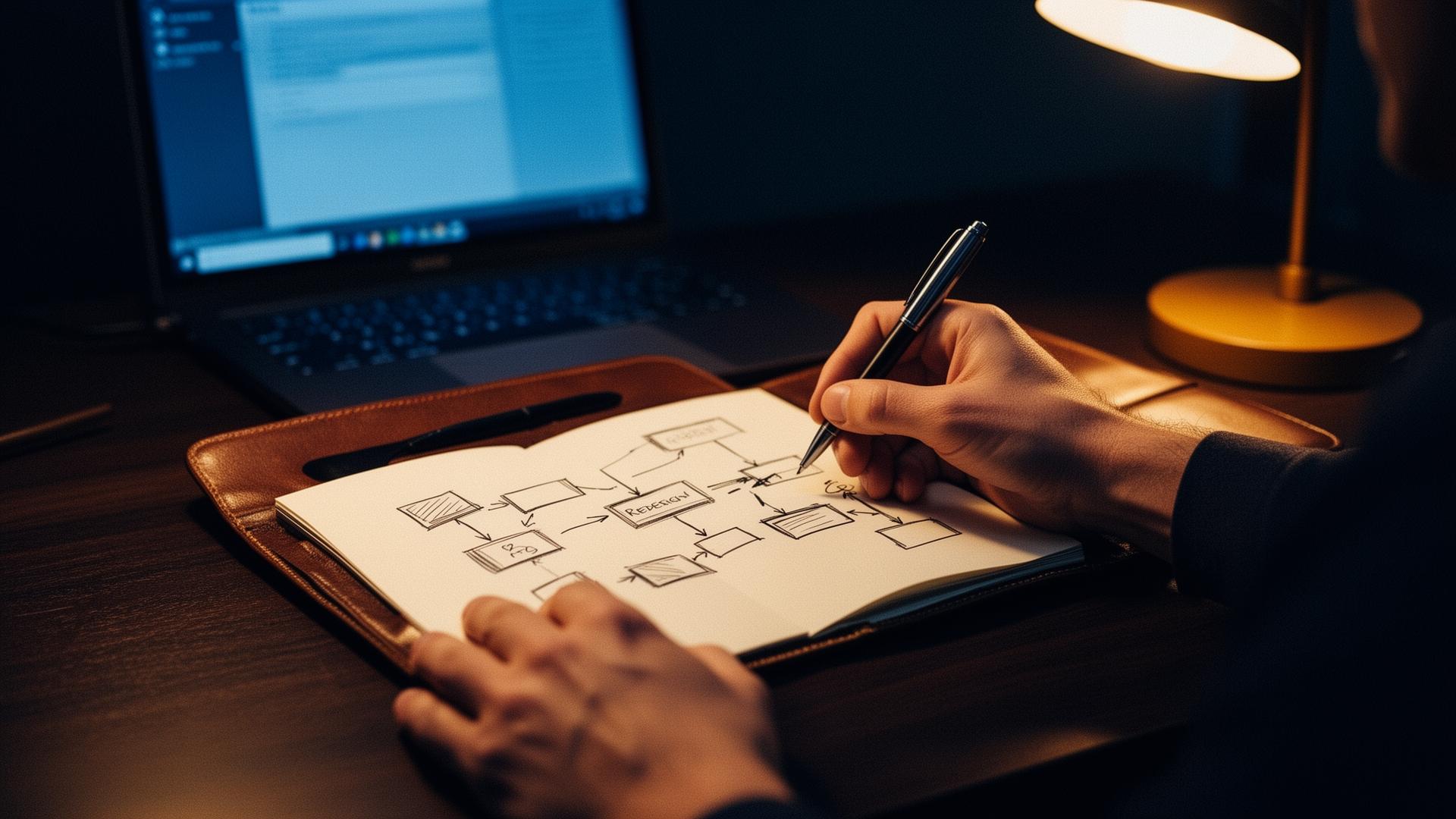 The redesign happens on paper before it happens in code. The agent is the last artefact, not the first.
